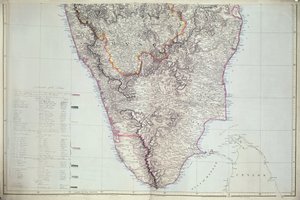 خريطة لجنوب الهند ، 1816 (نقش ملون باليد)